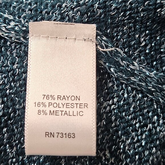 Cupio Sweater Womens Size L Teal Shimmer Pullover Knit Long Sleeve Top - Picture 8 of 11